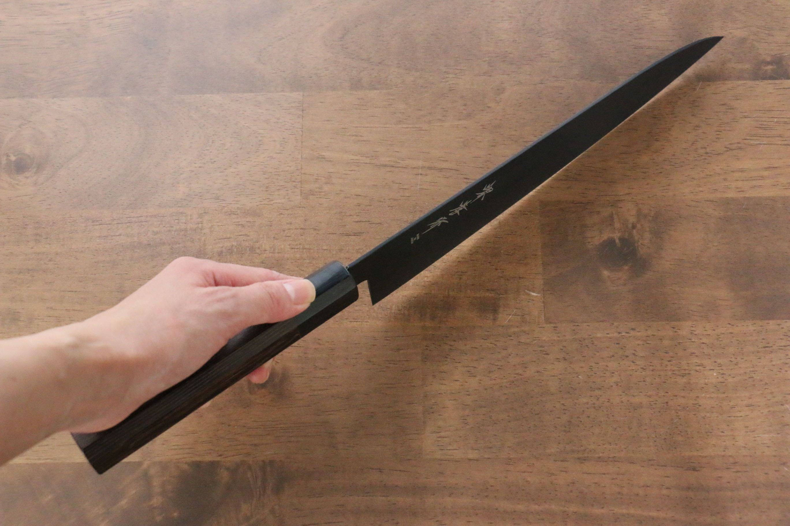 堺 孝行 黑影 VG10 鎚目 鐵氟龍塗層 牛刀 240mm 雞翅木 握把 - 清助刃物