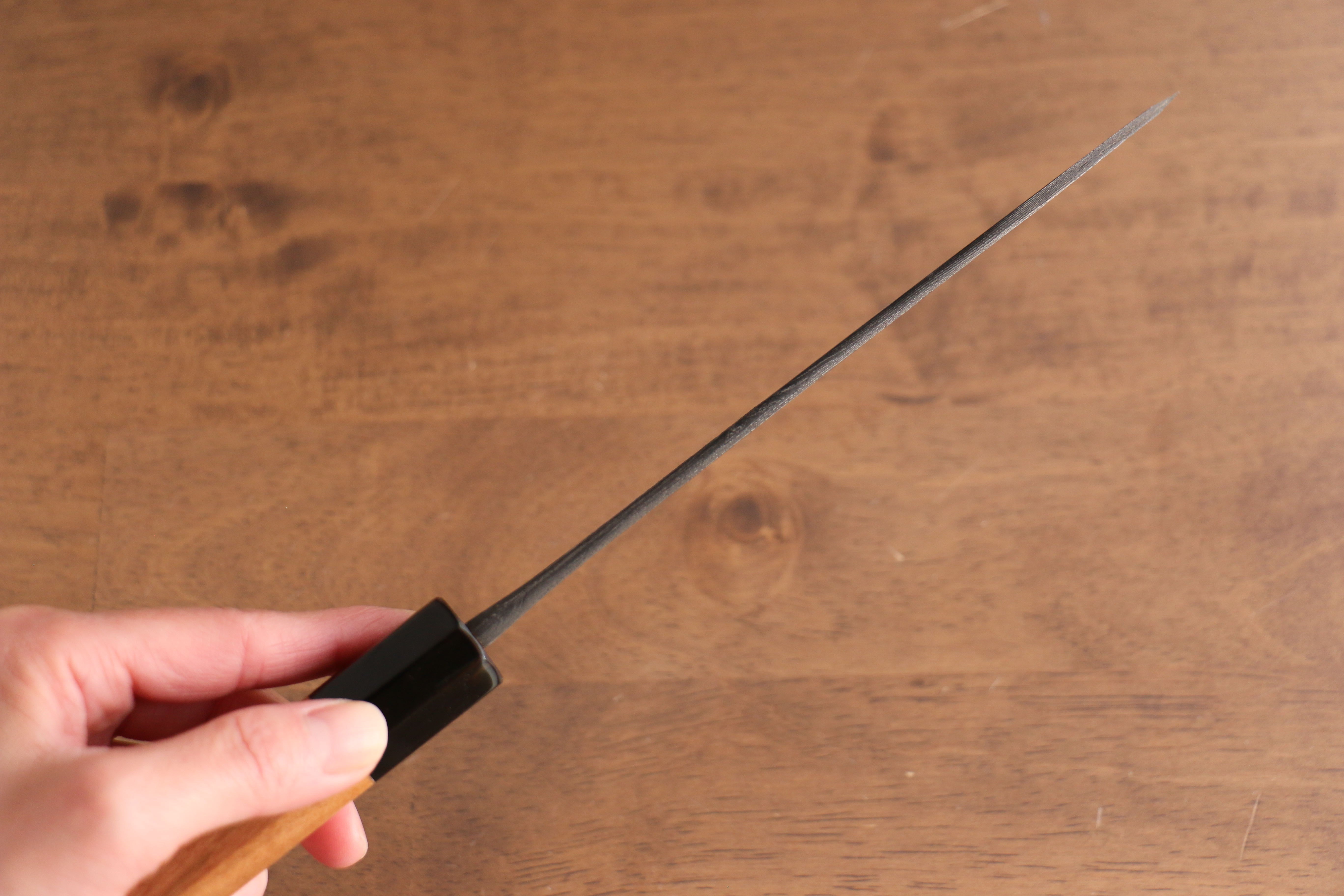 日野浦 司 玉鋼 黑打 三德刀 165mm 山櫻 握把 - 清助刃物