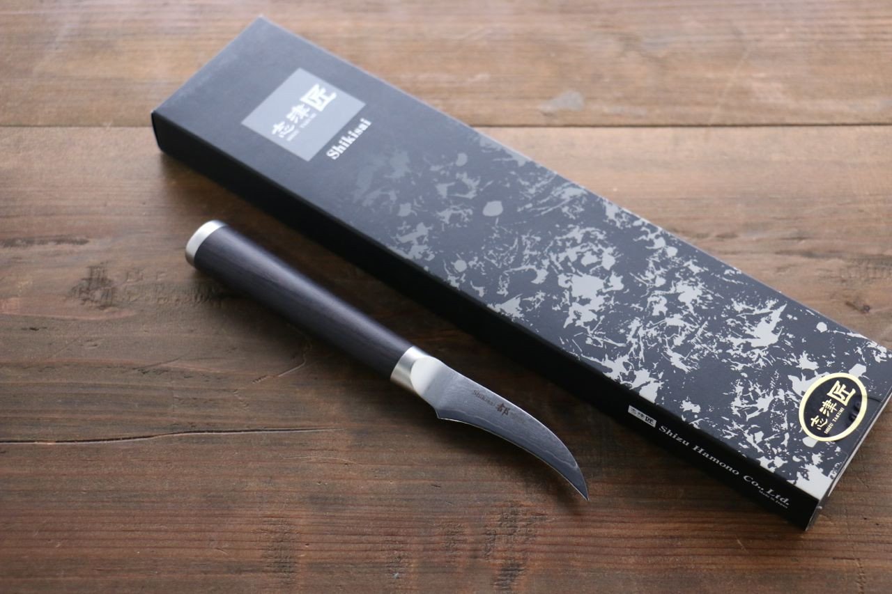 志津匠 都 AUS8 33層大馬士革紋 剝皮刀 65mm 握把 - 清助刃物