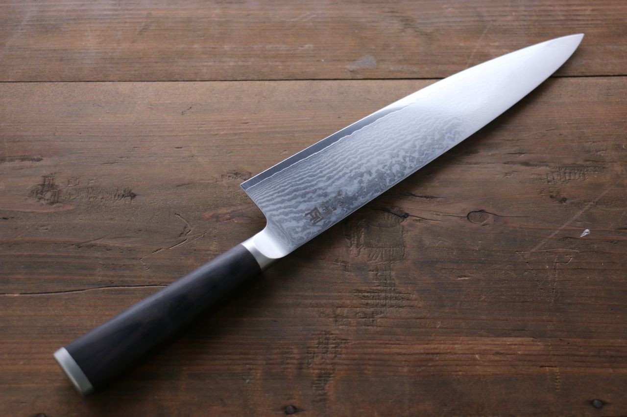 志津匠 都 AUS8 33層大馬士革紋 牛刀 240mm 握把 - 清助刃物