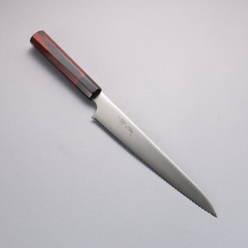 清助 不鏽鋼 麵包刀  240mm 紅合成木 握把 - 清助刃物