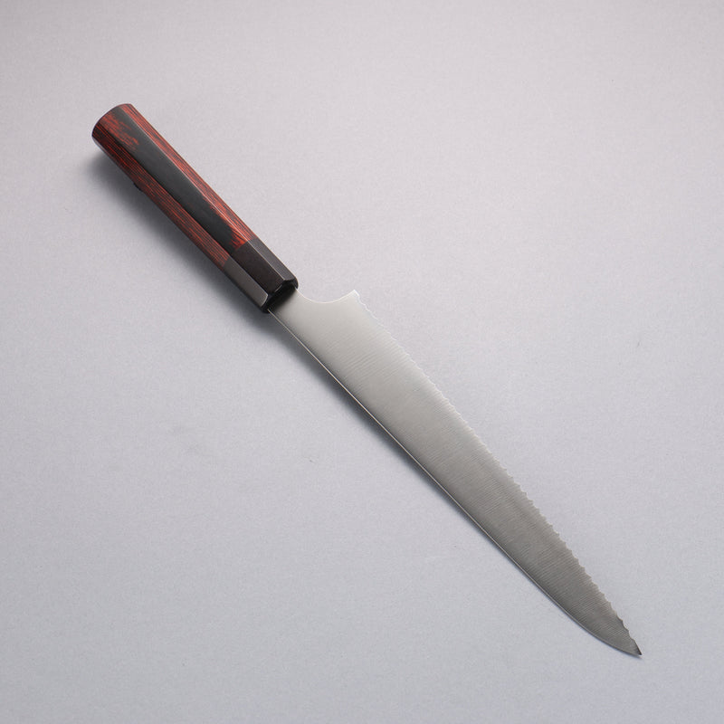 清助 不鏽鋼 麵包刀  240mm 紅合成木 握把 - 清助刃物