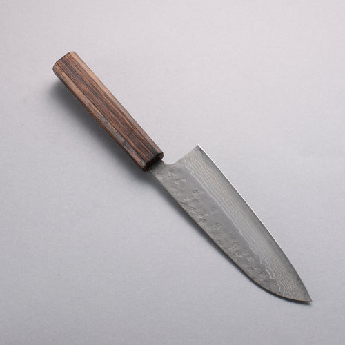 清助 不鏽鋼 440C 鎚目 大馬士革紋 三德刀 170mm 橡木 握把 - 清助刃物