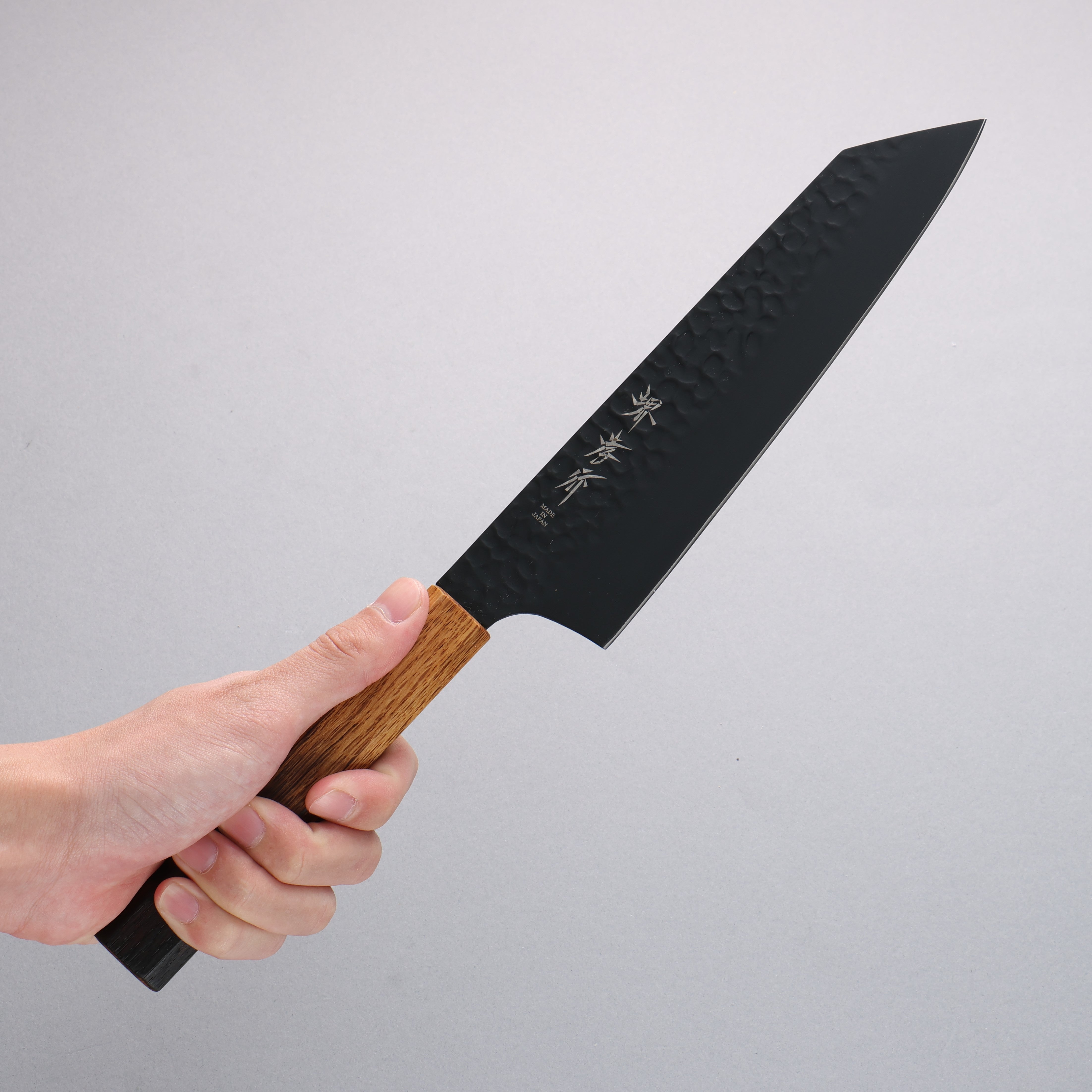 堺 孝行 黑影 VG10 鎚目 鐵氟龍塗層 切付牛刀 190mm 燒櫟木 握把 - 清助刃物