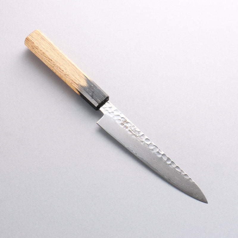 堺 孝行 VG10 33層大馬士革紋 多用途小刀 150mm 櫟木漆塗（黑伸）握把 - 清助刃物
