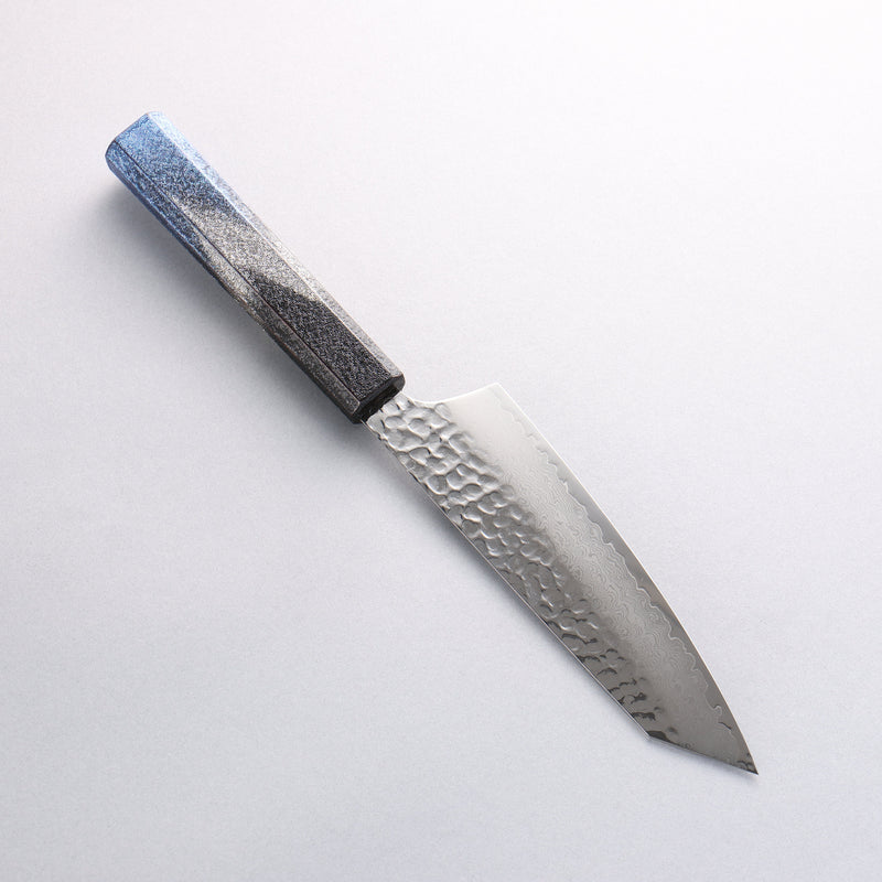 堺 孝行 琳凰 VG10 33層 大馬士革紋 劍型三德刀 日本刀 160mm 青漆塗 握把 - 清助刃物