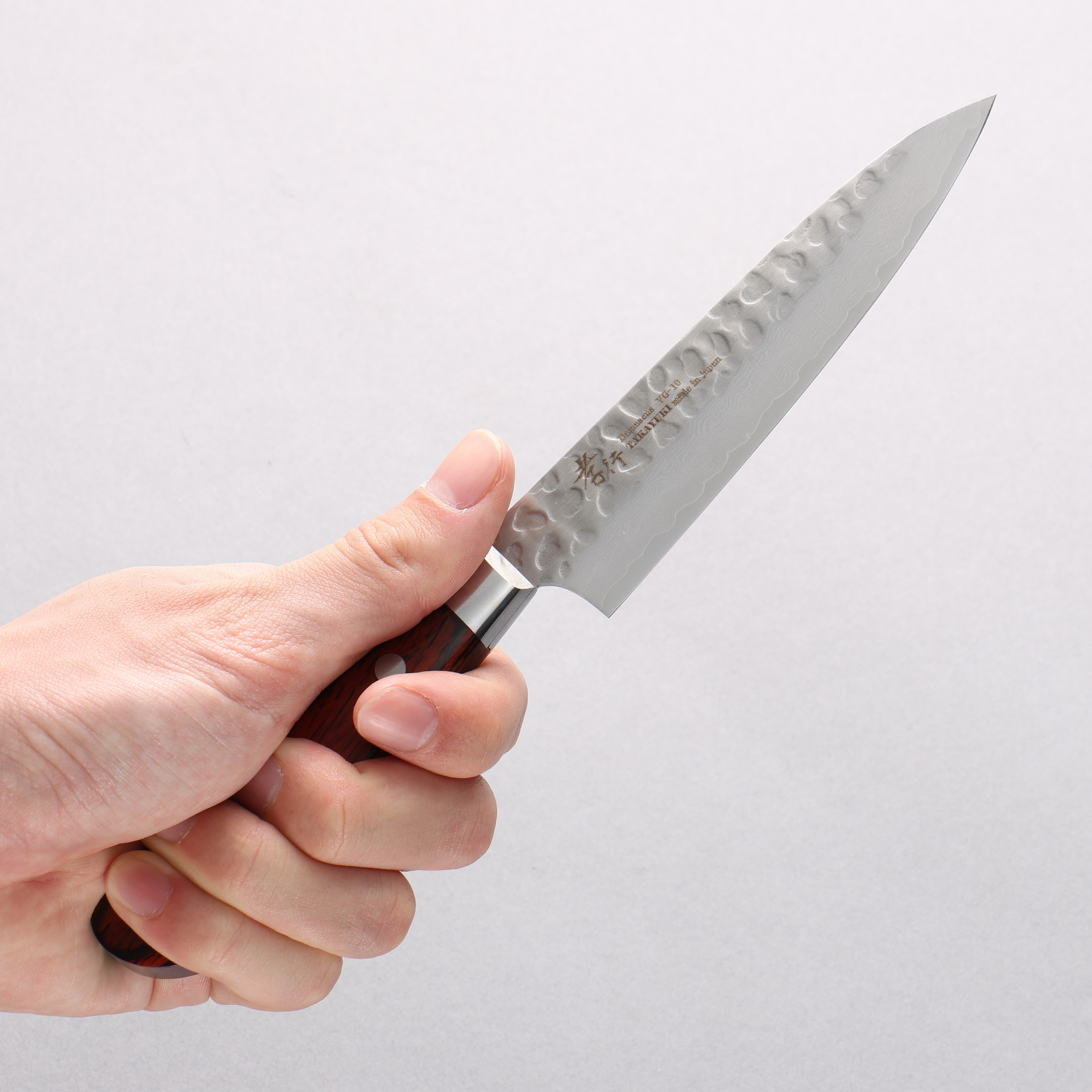 堺 孝行 VG10 33層大馬士革紋 多用途小刀 120mm 桃花心合成木 握把 - 清助刃物