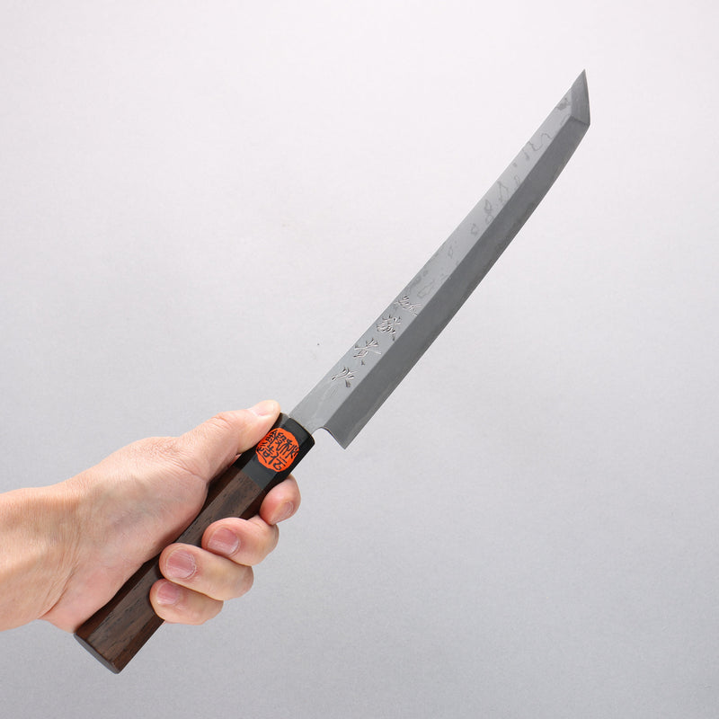 田中 誠貴 青鋼二號 大馬士革紋 先丸蛸引 240mm 核桃木 握把 - 清助刃物