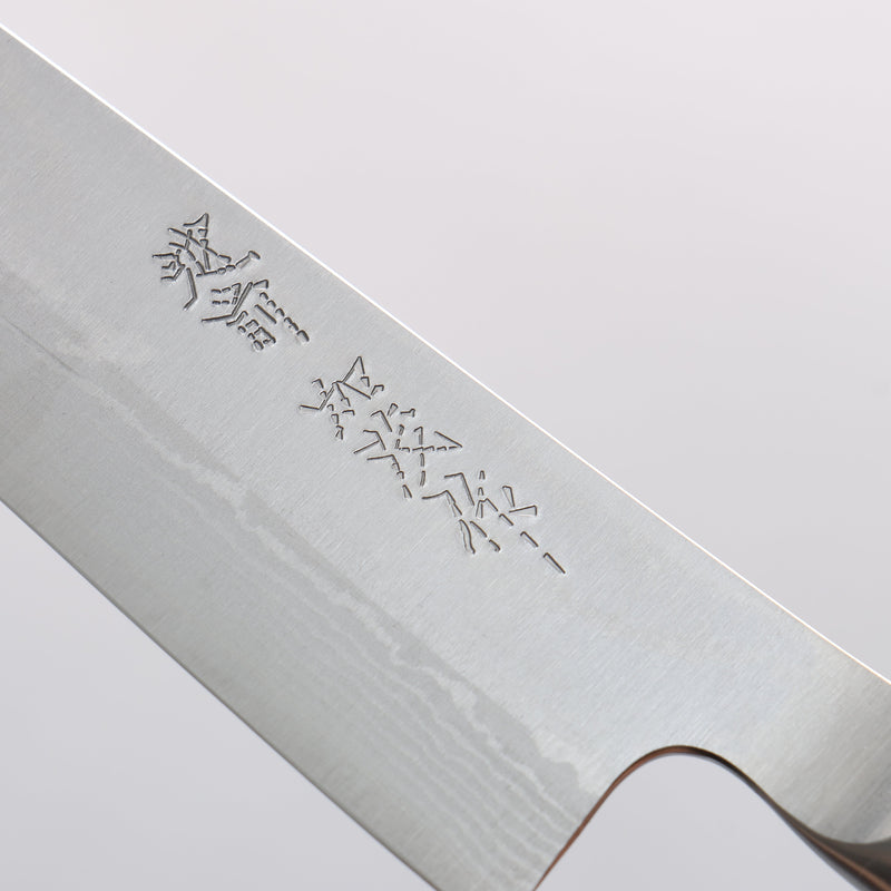 加茂刃物 VG10 大馬士革紋 多用途小刀 150mm 茶色合成木 握把 - 清助刃物