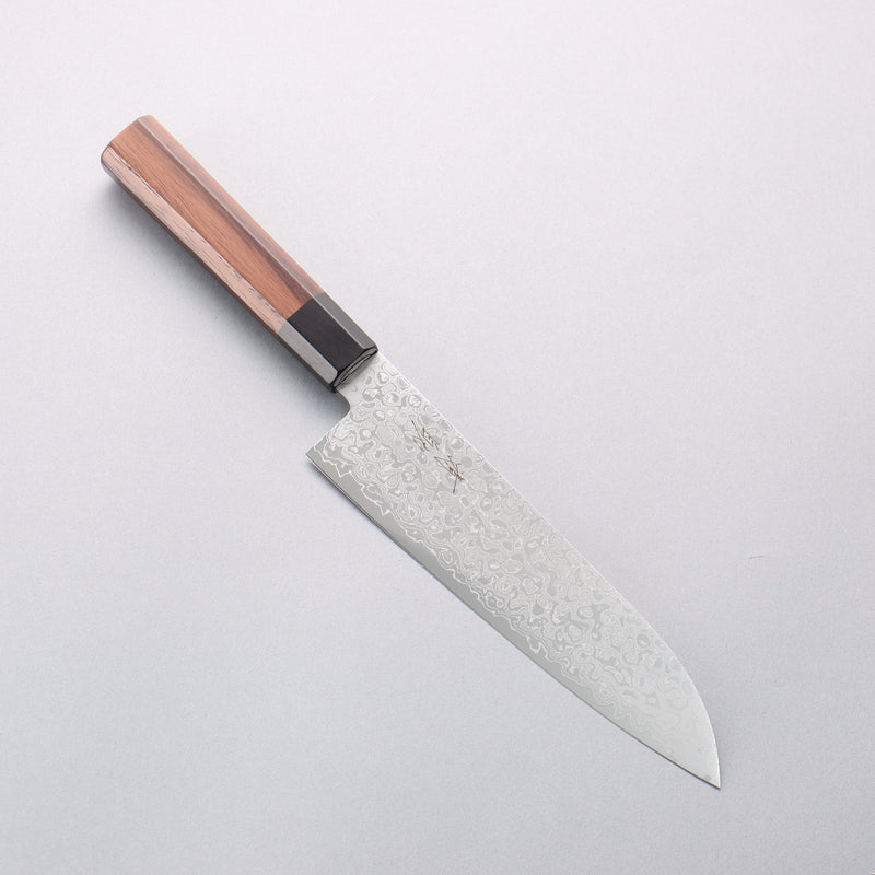 清助 AUS10 大馬士革紋 三德刀 180mm 紫檀木 握把 - 清助刃物