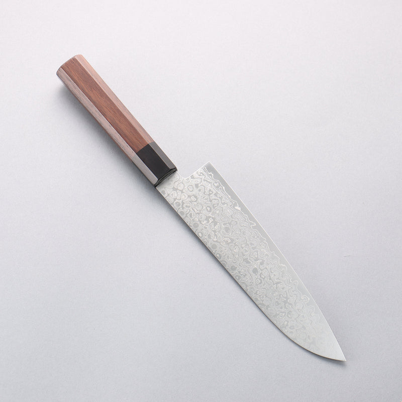 清助 AUS10 大馬士革紋 三德刀 180mm 紫檀木 握把 - 清助刃物