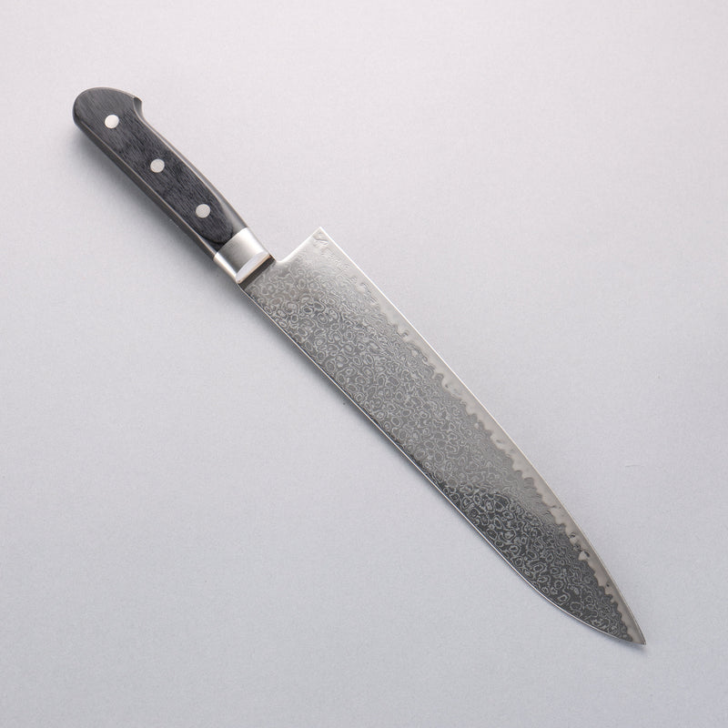 清助 鏡子2 AUS10 鏡面處理 大馬士革紋 牛刀 240mm 黑合成木 握把 - 清助刃物
