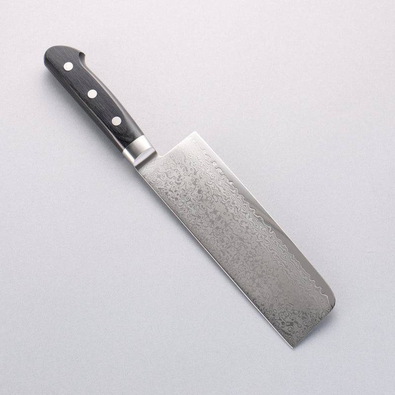 清助 VG10 33層 鏡面處理 大馬士革紋 菜切 165mm 黑合成木 握把 - 清助刃物