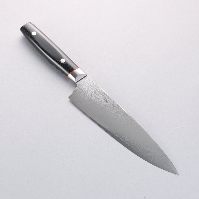 清助 彩雲 VG10 大馬士革紋 牛刀 200mm 黑米卡塔（樹脂複合材料） 握把 - 清助刃物