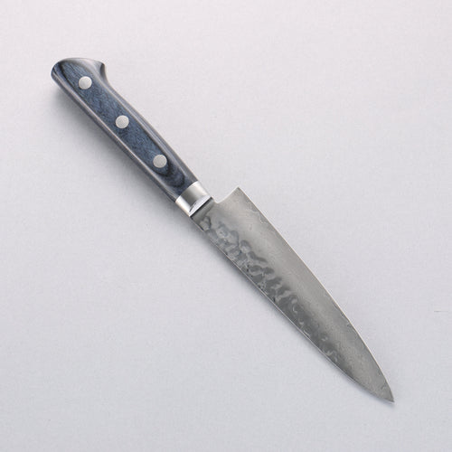 清助 藍雲 VG10 33層 大馬士革紋 多用途小刀 日本刀 135mm 深藍色合成木 握把 附刀鞘 - 清助刃物