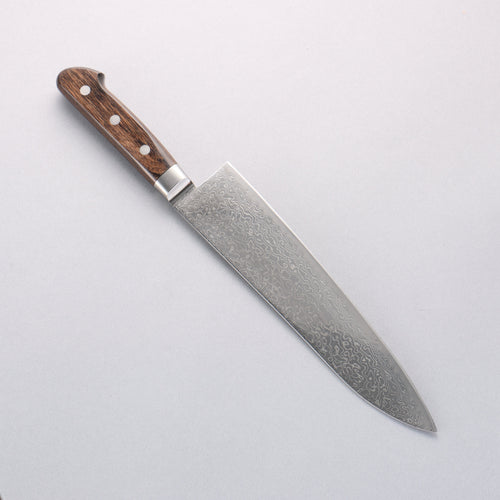 清助 鏡子2 AUS10 鏡面處理 大馬士革紋 牛刀 210mm 茶色合成木 握把 - 清助刃物