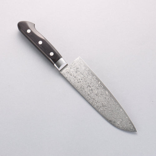 清助 AUS10 45層大馬士革紋 三德刀 165mm 黑合成木 握把 - 清助刃物