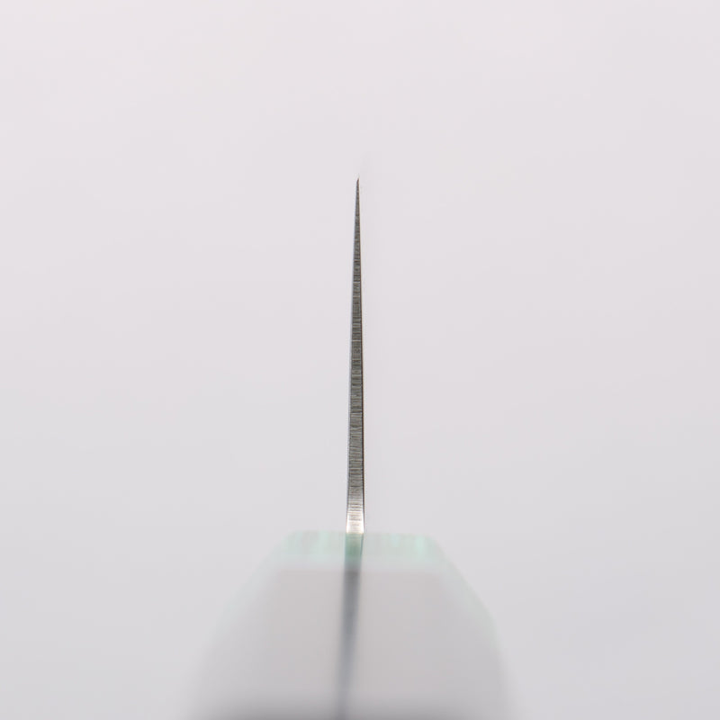 清助 AUS10 鏡面菱格紋 薄刃 160mm 黑合成木（口輪：綠合成木） 握把 - 清助刃物