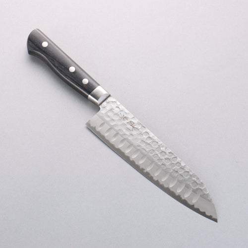 清助 青鋼 鎚目 羅紋 三德刀 180mm 黑合成木 握把 - 清助刃物
