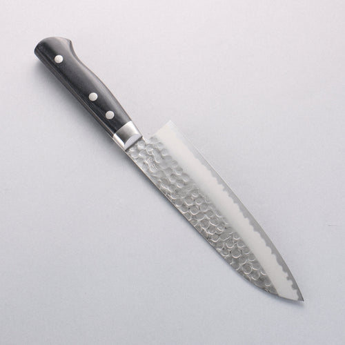 清助 青鋼 鎚目 羅紋 三德刀 180mm 黑合成木 握把 - 清助刃物