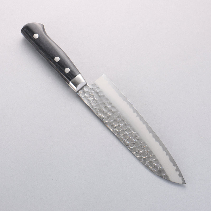 清助 青鋼 鎚目 羅紋 三德刀 180mm 黑合成木 握把 - 清助刃物