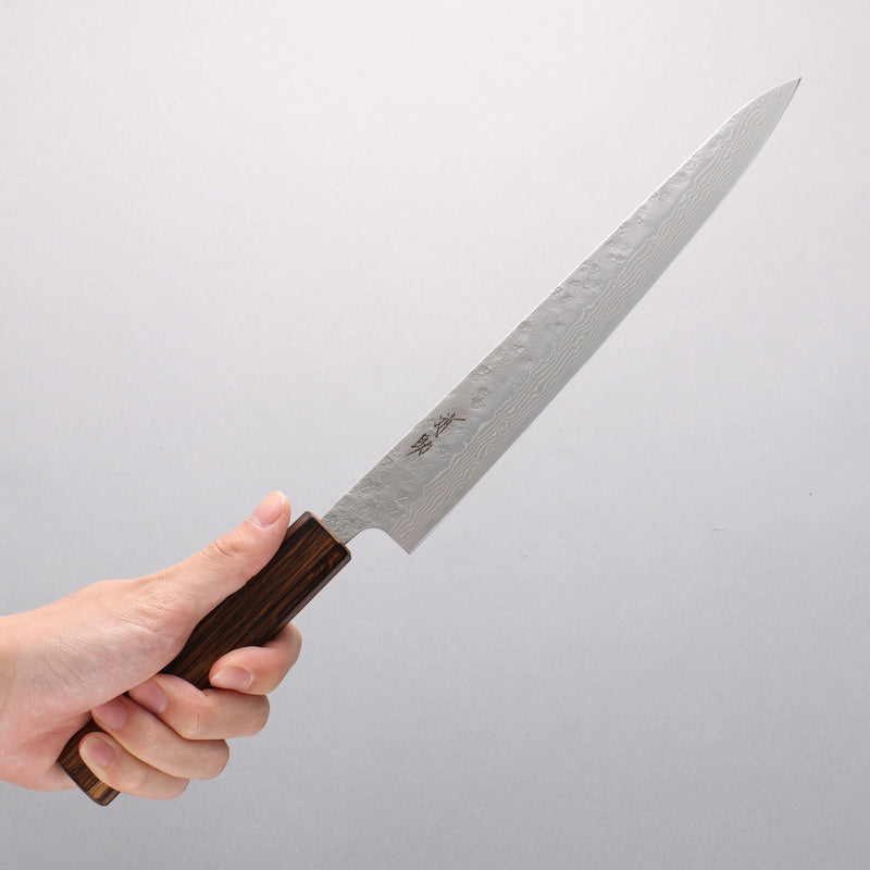 清助 不鏽鋼 440C 鎚目 大馬士革紋 筋引 240mm 橡木 握把 - 清助刃物