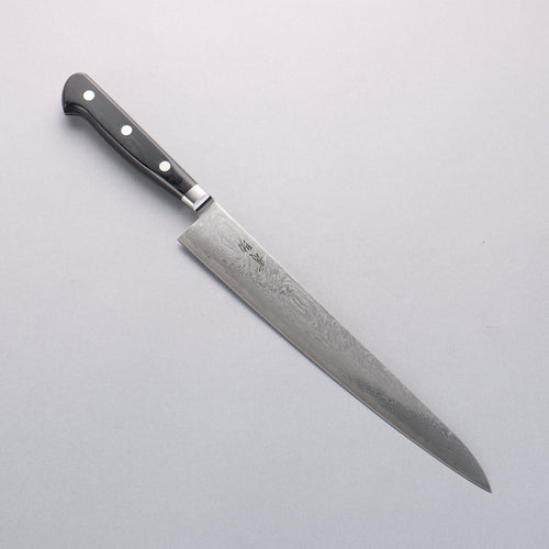 清助 海浪 AUS10 鏡面處理 大馬士革紋 筋引 240mm 黑合成木 握把 - 清助刃物