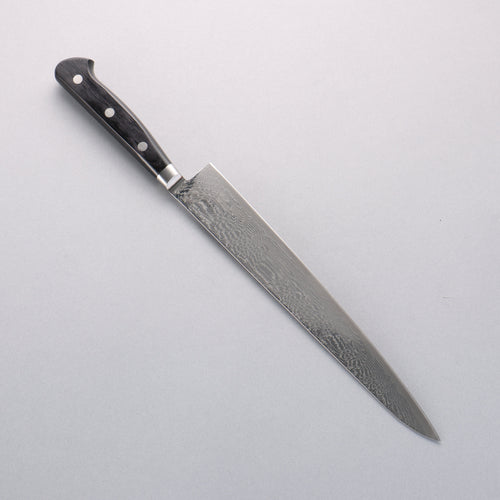 清助 海浪 AUS10 鏡面處理 大馬士革紋 筋引 240mm 黑合成木 握把 - 清助刃物