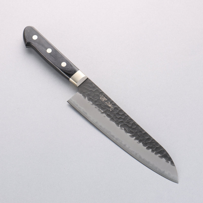 清助 超級青鋼 鎚目 黑打 三德刀 180mm 黑合成木 握把 - 清助刃物