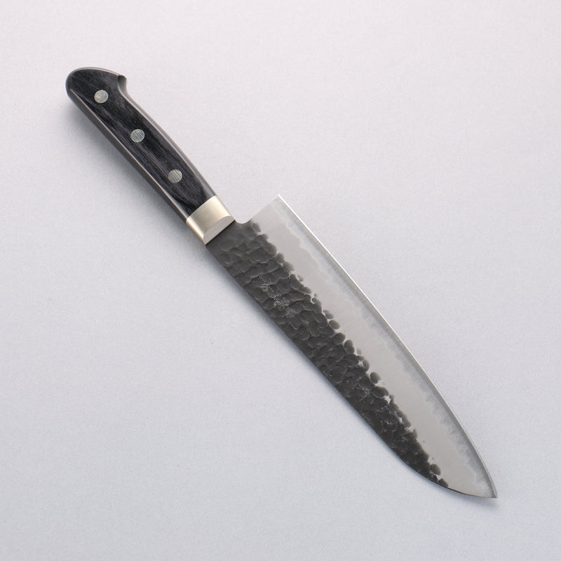 清助 超級青鋼 鎚目 黑打 三德刀 180mm 黑合成木 握把 - 清助刃物