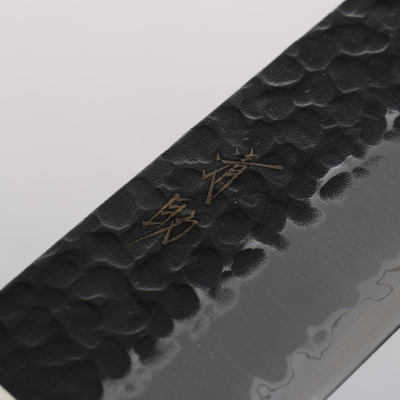 清助 超級青鋼 鎚目 黑打 切付牛刀 210mm 紅合成木 握把 - 清助刃物