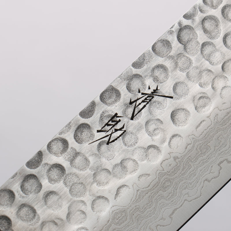 清助 Sumi VG10 鎚目 大馬士革紋 菜切 165mm 紫檀木（口輪：黑合成木） 握把 - 清助刃物