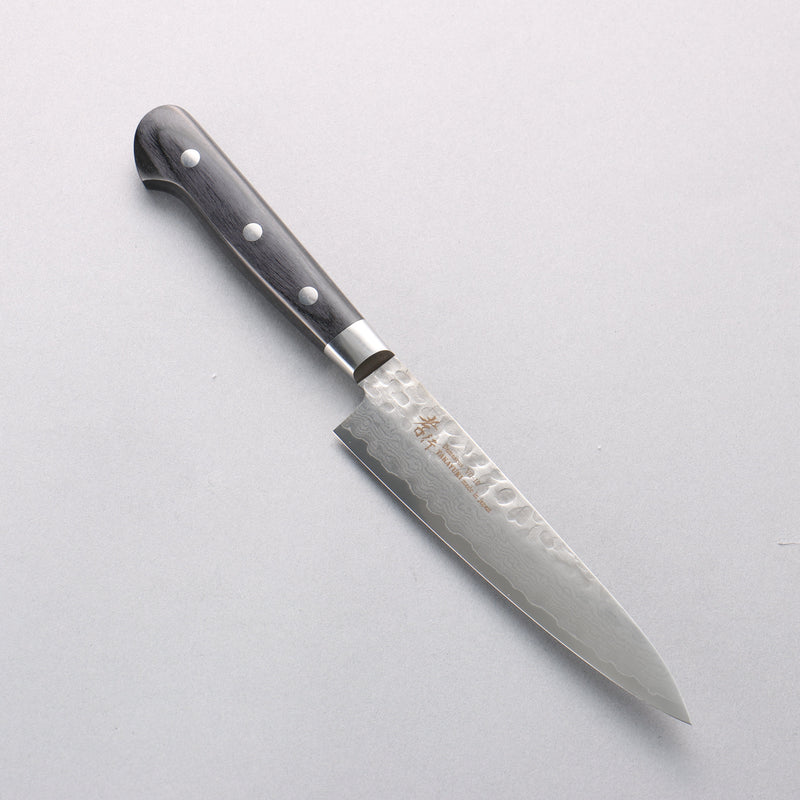 堺 孝行 VG10 鎚目 大馬士革紋 17層 多用途小刀 135mm 黑合成木 握把 - 清助刃物