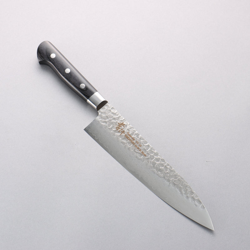 堺 孝行 VG10 鎚目 大馬士革紋 17層 牛刀 210mm 黑合成木 握把 - 清助刃物