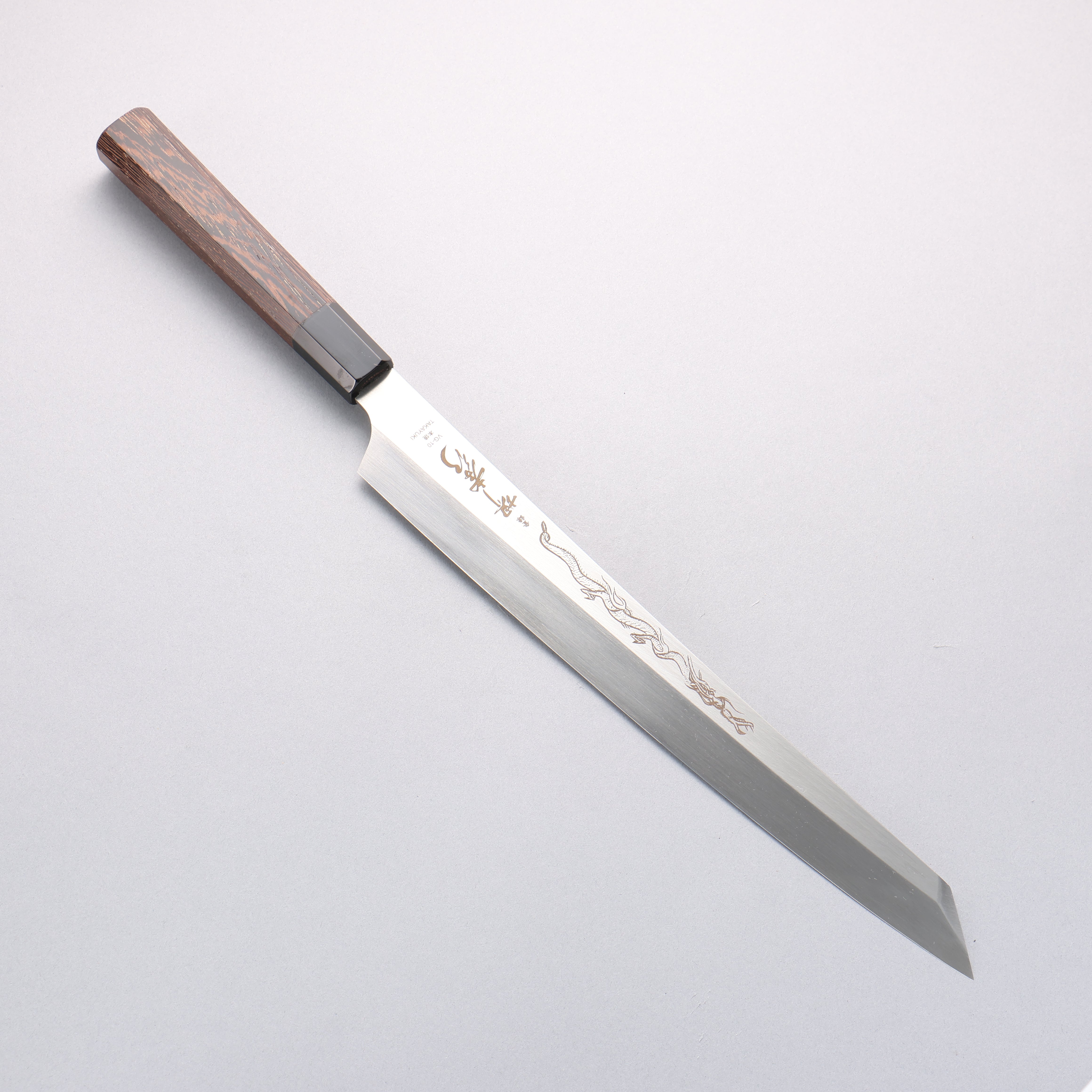 堺 孝行 本燒 VG10 刻有龍的圖樣 劍型柳刃 300mm 雞翅木 握把 附刀鞘 - 清助刃物