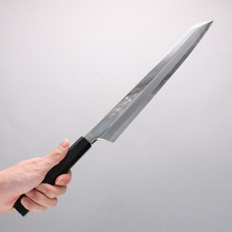 堺 孝行 飛燕 青鋼二號 鏡面處理 劍型柳刃 300mm 黑檀 握把 附刀鞘 - 清助刃物