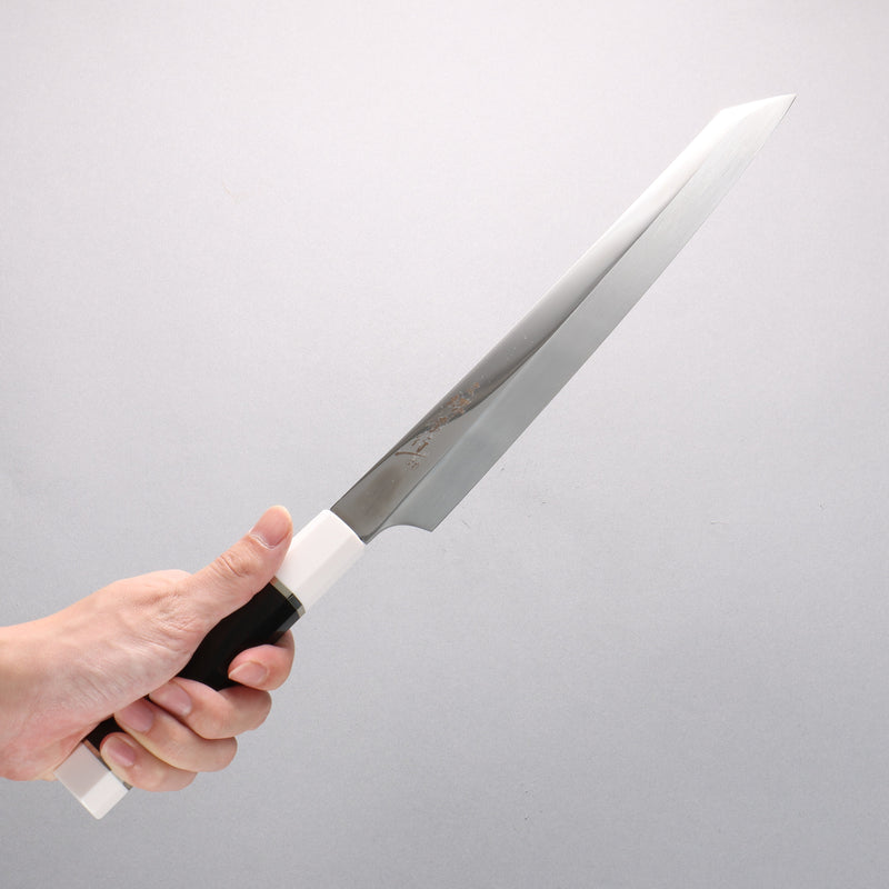 堺 孝行 銀龍 本燒 瑞典鋼 鏡面處理 劍型柳刃 270mm 黑檀握把 附刀鞘 - 清助刃物