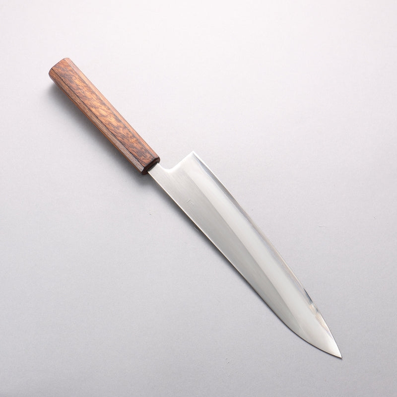 翁流 白鋼一號 牛刀 240mm 橡木 （煤炭煙黑） 握把 - 清助刃物