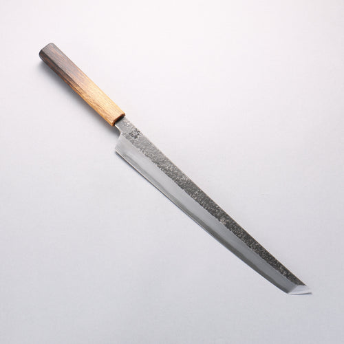 堺 孝行 焰紅蓮 玄武 青鋼二號 黑打 鎚目 先丸柳刃 300mm 燒櫟木 握把 - 清助刃物