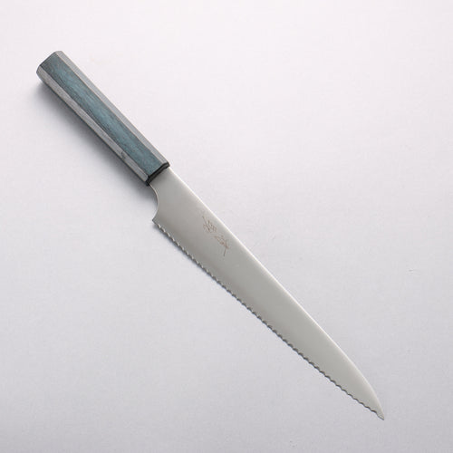 清助 不鏽鋼 麵包刀 240mm 橡木（靛藍染色） 握把 - 清助刃物