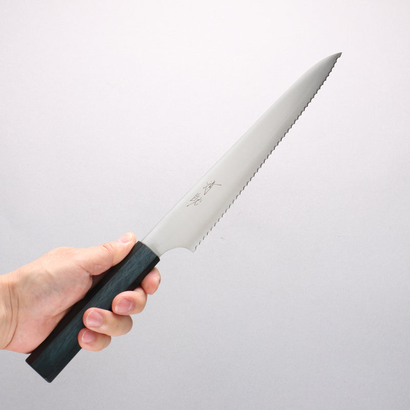 清助 不鏽鋼 麵包刀 240mm 橡木（靛藍染色） 握把 - 清助刃物
