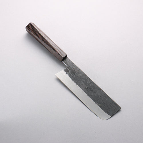 安倍勇光 超級青鋼 鎚目 黑打 菜切 165mm 紫檀木 (五角形) 握把 - 清助刃物