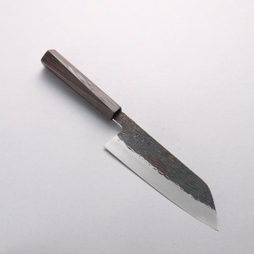 安倍勇光 超級青鋼 鎚目 黑打 三德刀 180mm 紫檀木 (五角形) 握把 - 清助刃物