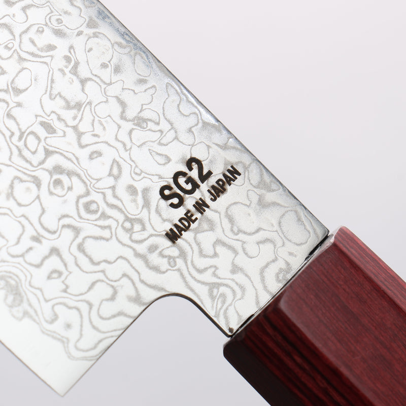 樋口 SG2 大馬士革紋 打磨處理 薄刃 165mm 紅合成木 握把 - 清助刃物