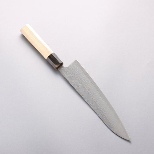 清助 瑞典鋼 大馬士革紋 梨地 牛刀 210mm 白橡木 握把 - 清助刃物