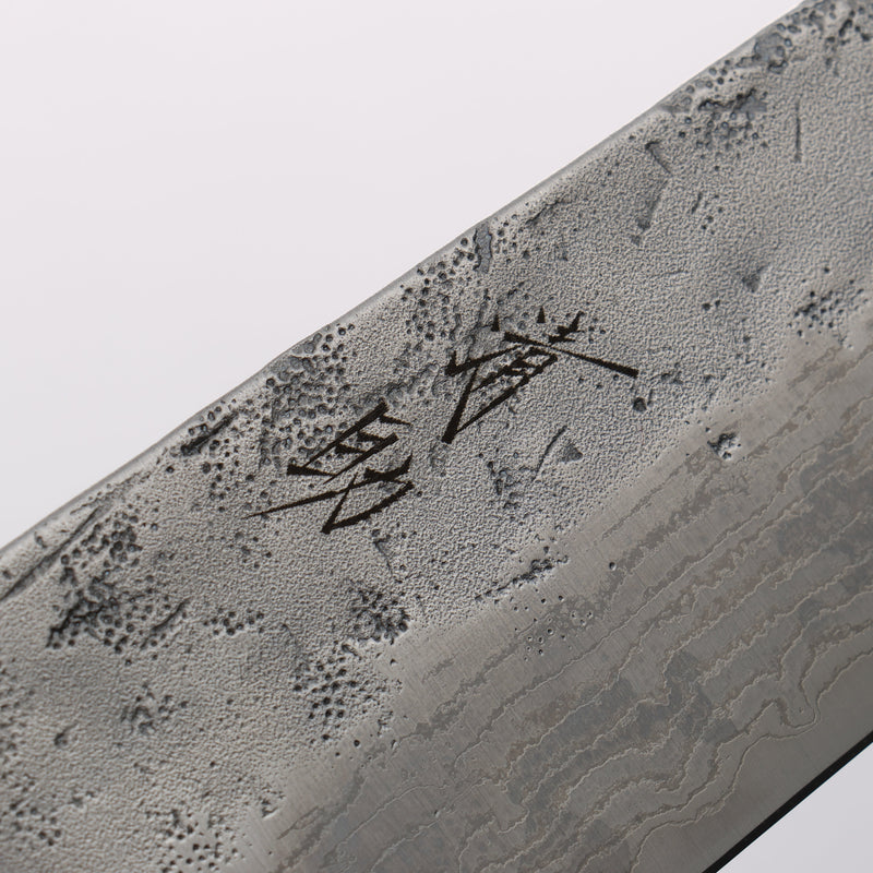 清助 瑞典鋼 大馬士革紋 梨地 牛刀 210mm 白橡木 握把 - 清助刃物
