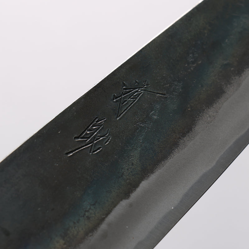 清助 青鋼一號 黑打 牛刀 210mm 燒栗木（口輪：櫻花木） 握把 - 清助刃物