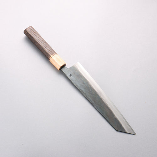清助 青鋼一號 黑打 切付牛刀 210mm 燒栗木（口輪：櫻花木） 握把 - 清助刃物