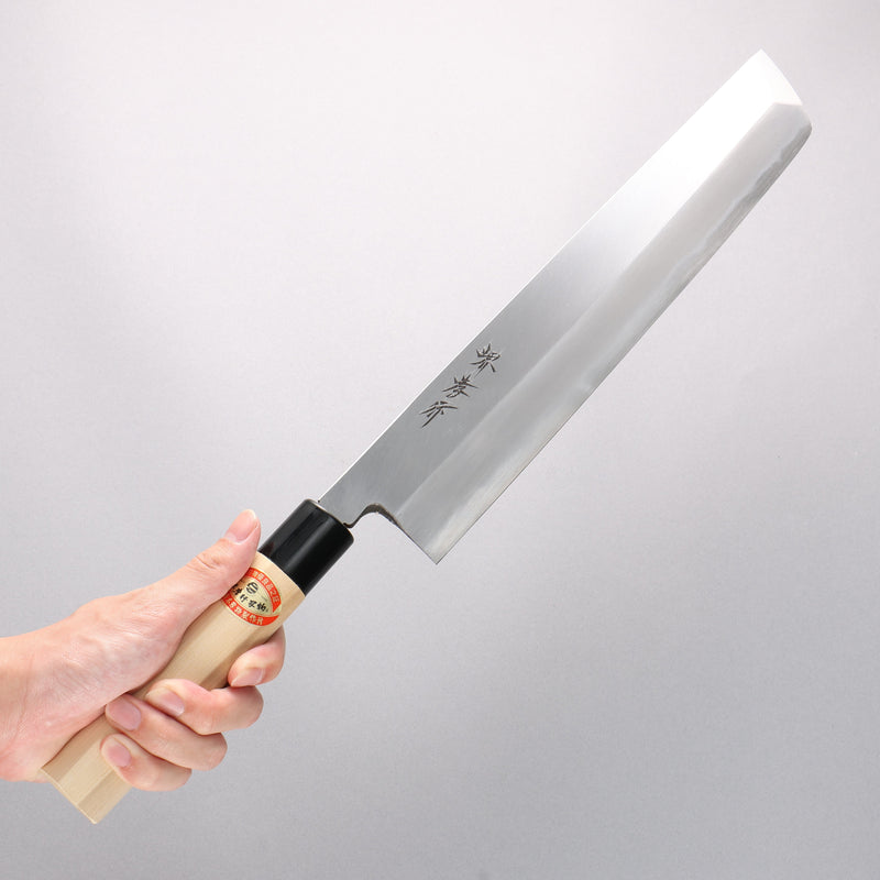 堺 孝行 霞研 白鋼 鱧（海鰻）切骨刀 300mm 木蘭握把 - 清助刃物