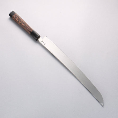 堺 孝行 斬月 炎天 銀三鋼 大馬士革紋 先丸柳刃 330mm 雞翅木（兩側帶水牛環型設計） 握把 附刀鞘 - 清助刃物